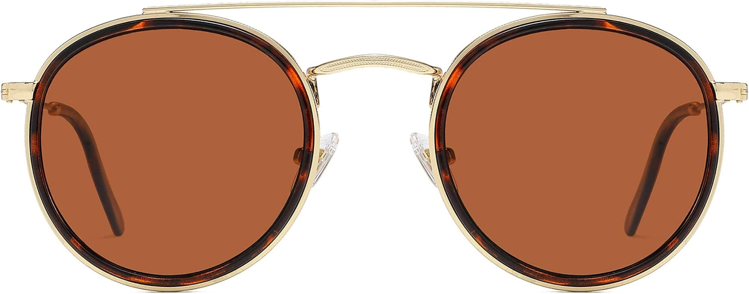 SOJOS Retro Round Double Bridge Polarized Sunglasses for Women Men Twin Beams Circular UV400 Sunn... | Amazon (US)