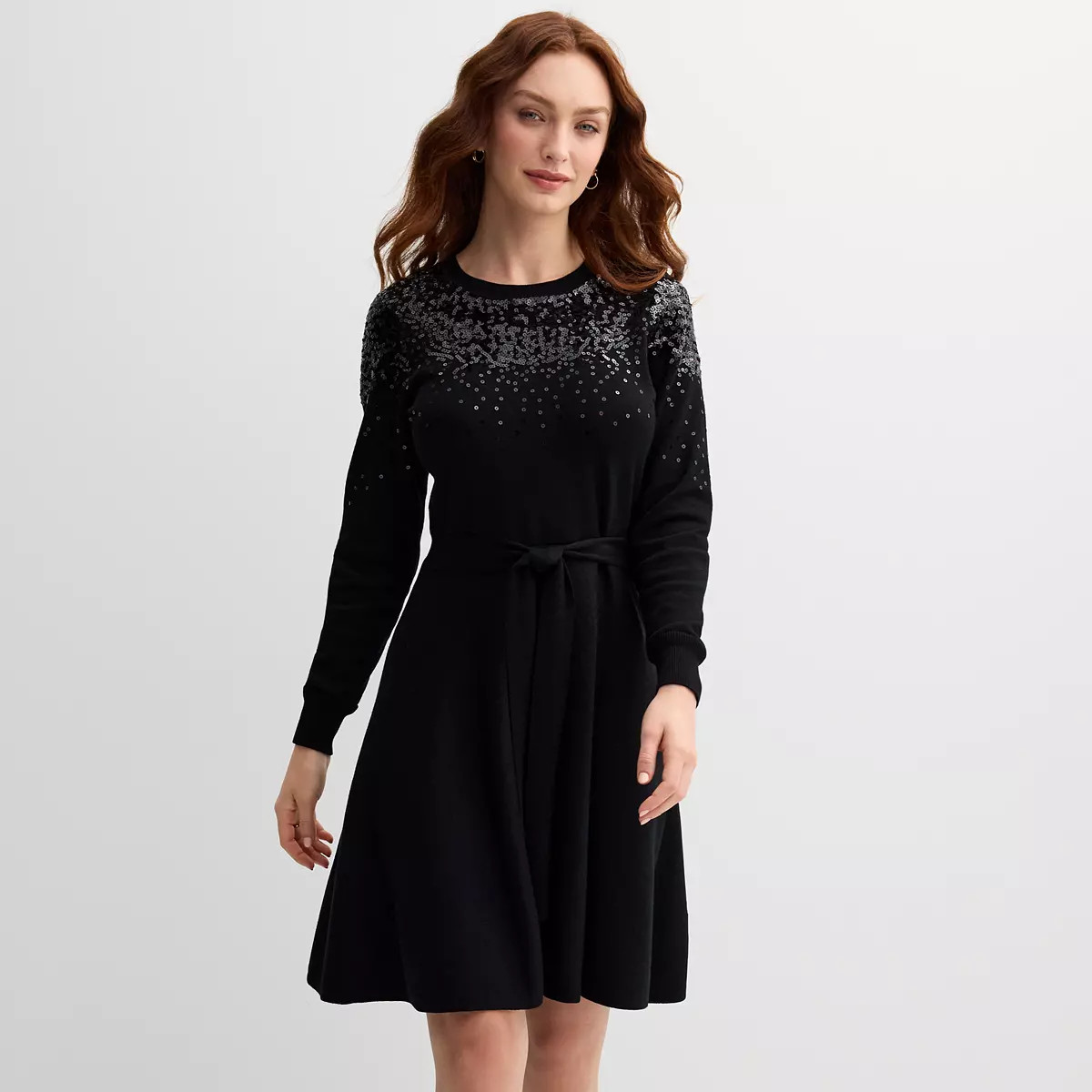 Women's Draper James Sequin Tie Waist Sweater Dress | Kohl's