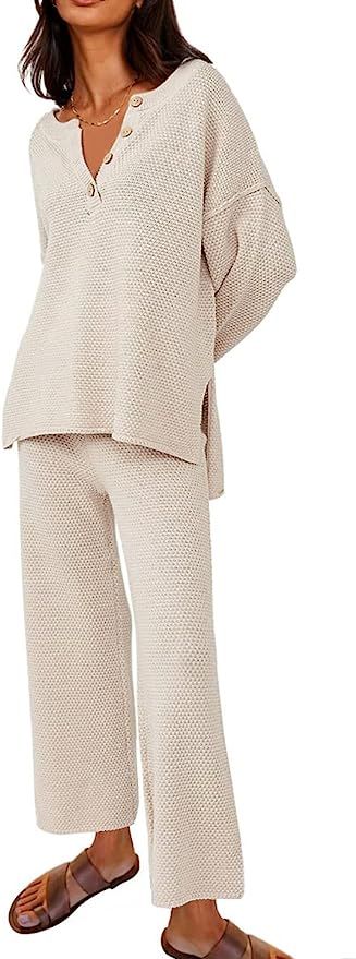 LILLUSORY Trendy 2 Piece Outfits Oversized Slouchy 2022 Winter Matching Lounge Sets Cozy Knit Lou... | Amazon (US)