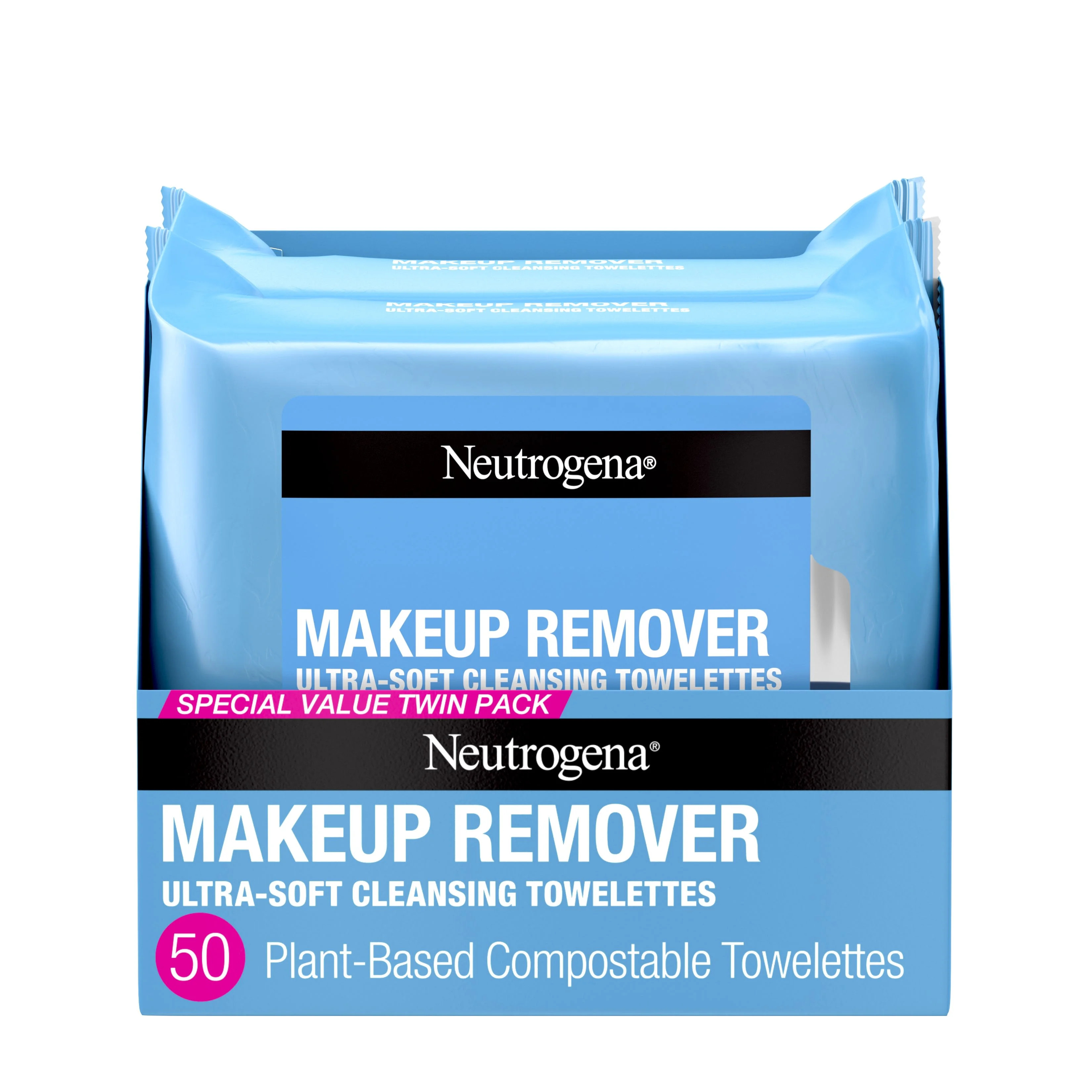 Neutrogena Makeup Remover Wipes and Face Cleansing Towelettes, 25 count, 2 Pack | Walmart (US)