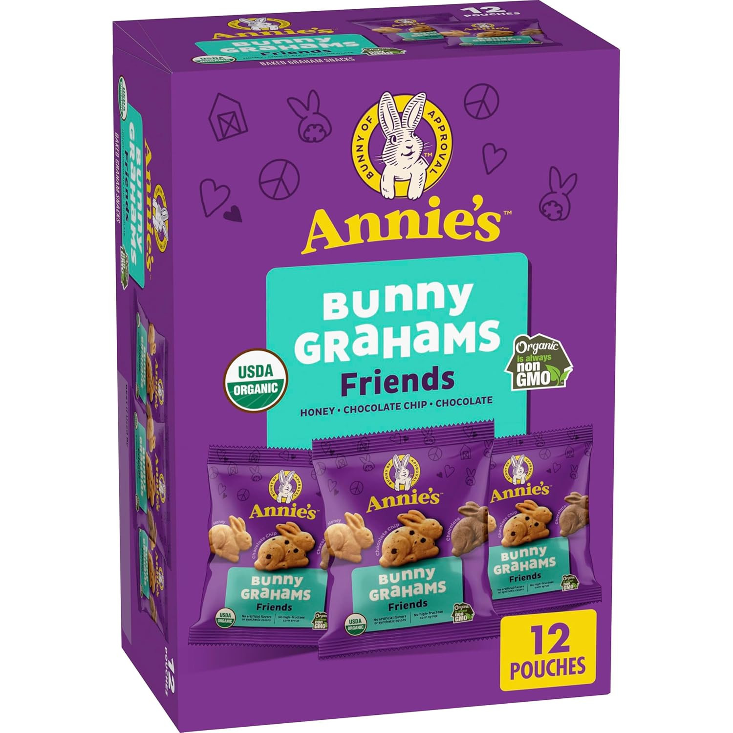 Annie's Organic Friends Bunny Grahams, Chocolate Chip, Chocolate, and Honey Baked Graham Snacks, ... | Amazon (US)