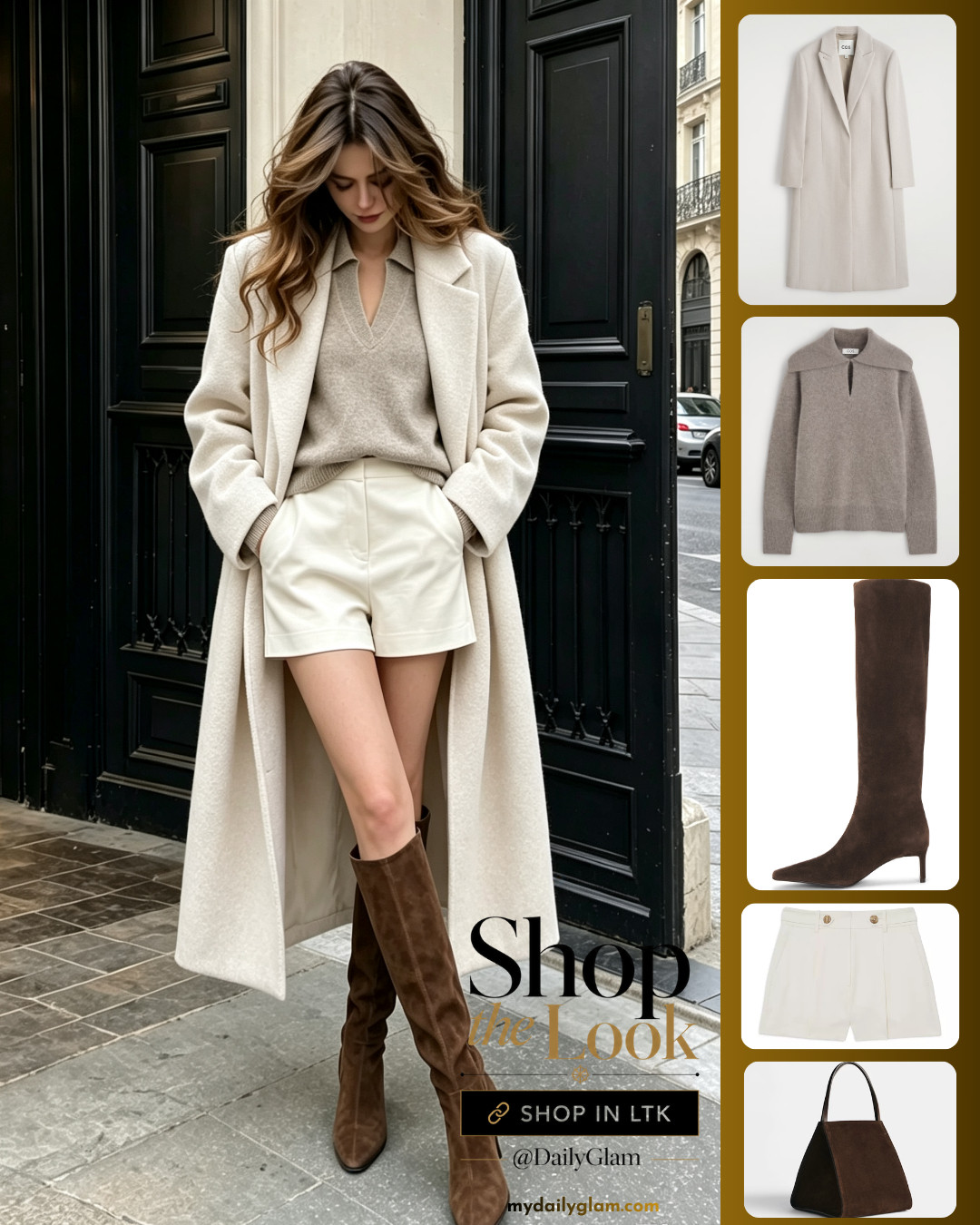 Elegant Cream Long Wool Coat Outfit | Knit Polo + White Shorts + Knee High Boots

#CreamCoat #LongWoolCoat #FallShortsOutfit #SuedeKneeHighs #QuietLuxury #FrenchFallStyle #NeutralOOTD 

 #LTKootd #LTKOver40 #LTKWorkwear