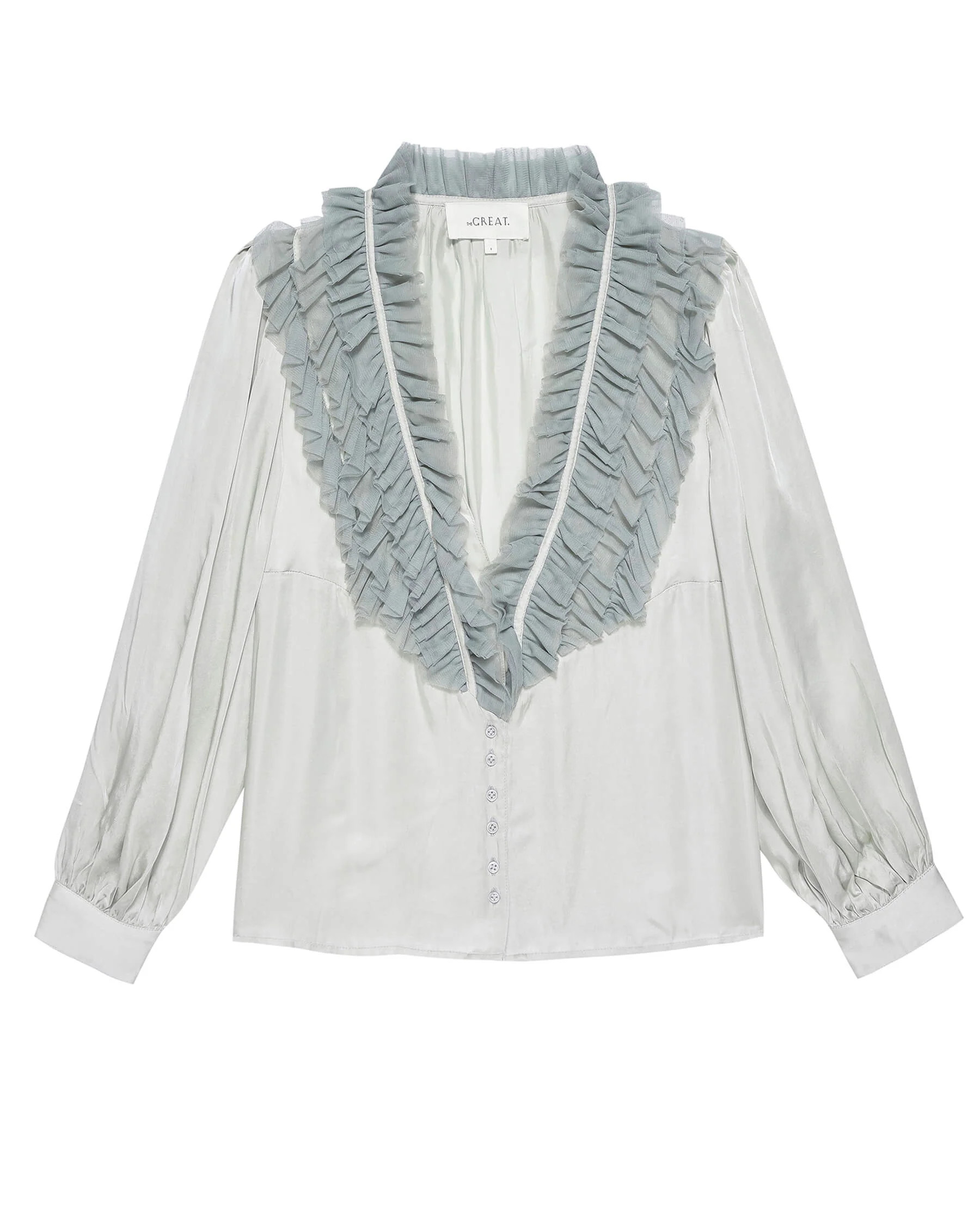 The Ruffled Tuxedo Top. | THE GREAT.