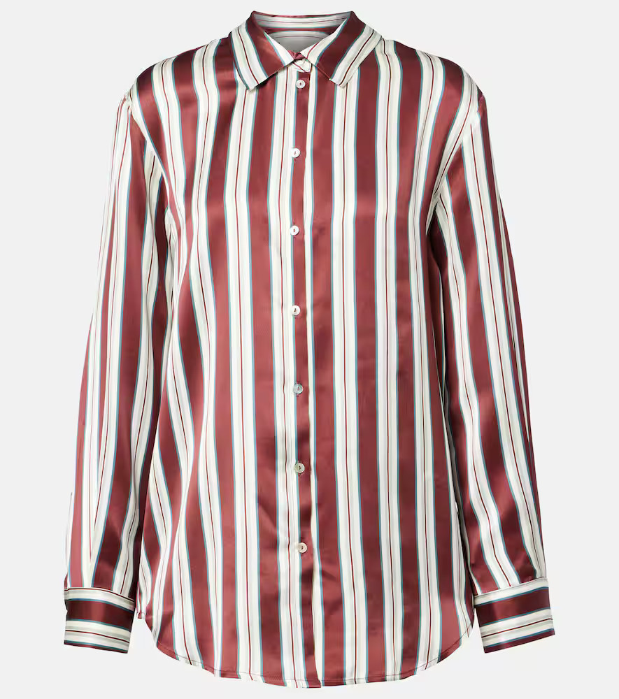 Asceno Striped silk satin pajama shirt | Mytheresa (UK)