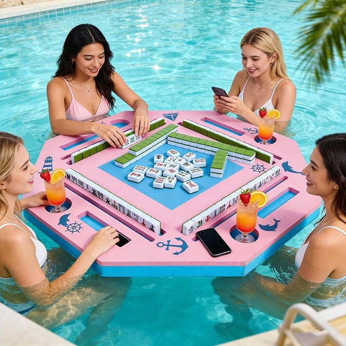 36" Foldable Floating Mahjong Table for Pool, Lake & Hot Tub, Waterproof Outdoor Water Game Table... | Amazon (US)