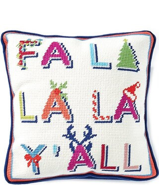 Holiday Collection "Fa La La La Y'all" Needlepoint Square Pillow | Dillard's