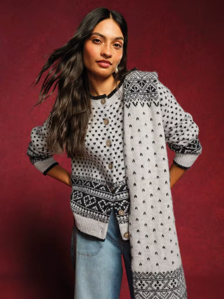 HOLLY HEART CARDI in IVORY MULTI | White Stuff UK