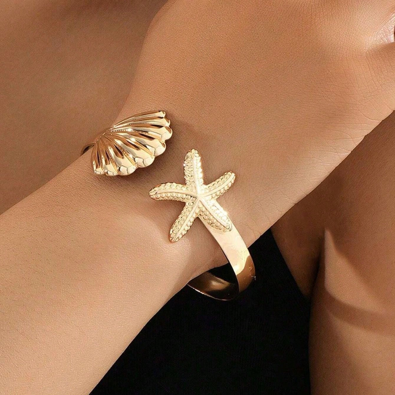 Tropiscape 1pc Simple Open Style Ocean Theme Mini Shell & Starfish Bracelet Bohemia Chill Vacation | SHEIN