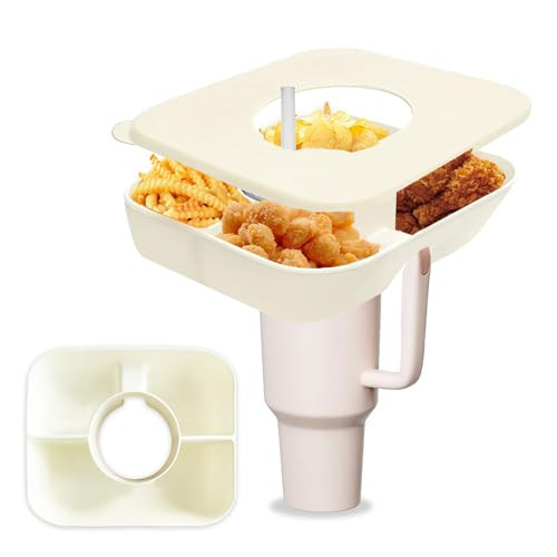 DMTINTA Silicone Snack Bowl for Stanley 40 oz Tumbler with Handle Tumbler Snack Tray Compatible with Stanley Cup 40 oz with Handle Reusable Snack Ring for Stanley Snack Tray with Cover Cream | Amazon (US)