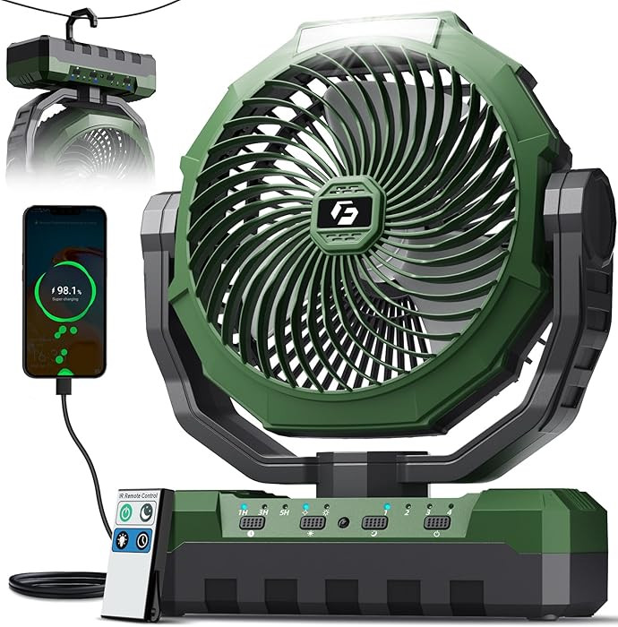 FRIZCOL 3-in-1 Camping Fan - Portable Fans Rechargeable - 24000mAh Battery Powered Fan(140Hrs) wi... | Amazon (US)