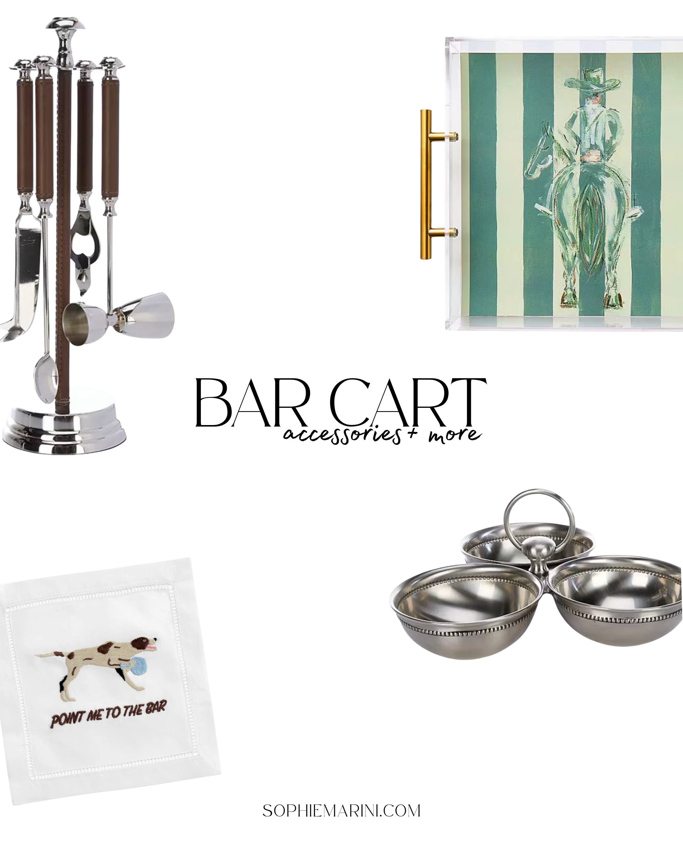 Bar cart accessories & more
[Stainless Steel Beaded 3 Bowl Server, Green Wine Tote, Marble Wine Coaster, dog Cocktail Napkins, Needlepoint Yellow Lab Can Cooler, Smathers & Branson, American Flag Needlepoint Bottle Opener, Cowboy Large Acrylic Tray, Tart by Taylor, MacKenzie-Childs, Go Fish Tumbler Glass, fish glasses, bar ware, bar cart, Faux Leather Bar Tool Set] 
  

 #LTKHome #LTKFindsUnder100