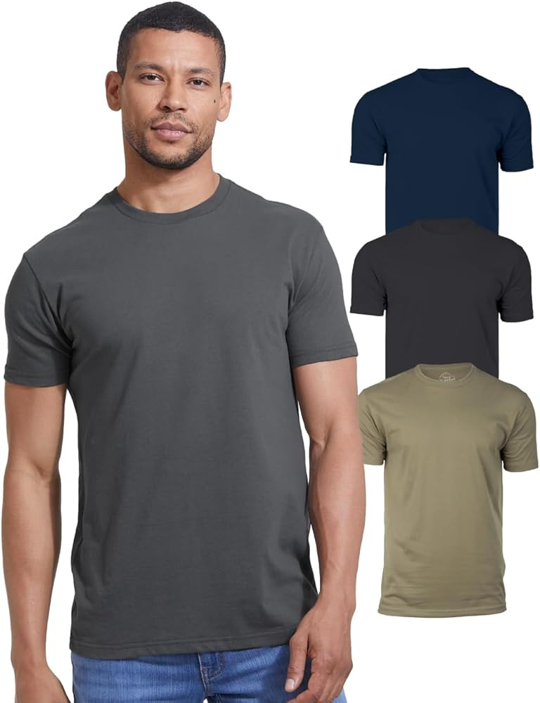3 Pack, Men's Short Sleeve Crew Neck T-Shirt, S - 4XL | Amazon (US)