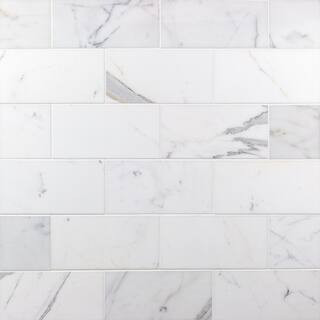 Ivy Hill Tile Calacatta 4 in. x 8 in. x 9mm Polished Marble Subway Tile (25 pieces / 5.55 sq. ft.... | The Home Depot