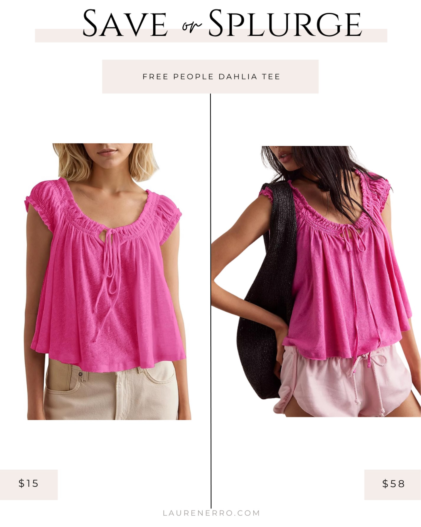 Save or splurge on this Free People dahlia tee lookalike on Amazon!
.
.
.
Free People dupe, free people alternative, dahlia top, feminine style, pink top, tie front

#LTKMidsize #LTKStyleTip #LTKFindsUnder50