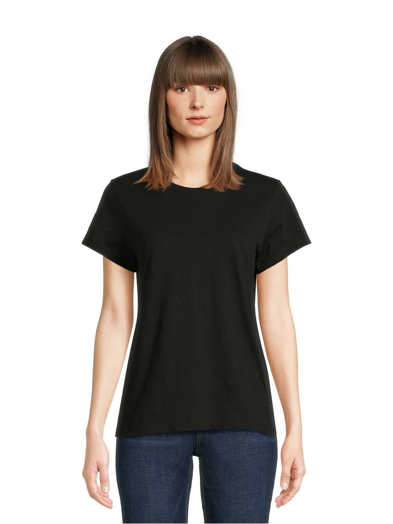 Time and Tru Women’s Slub Jersey Crewneck Tee with Short Sleeves, Sizes XS-XXXL | Walmart (US)