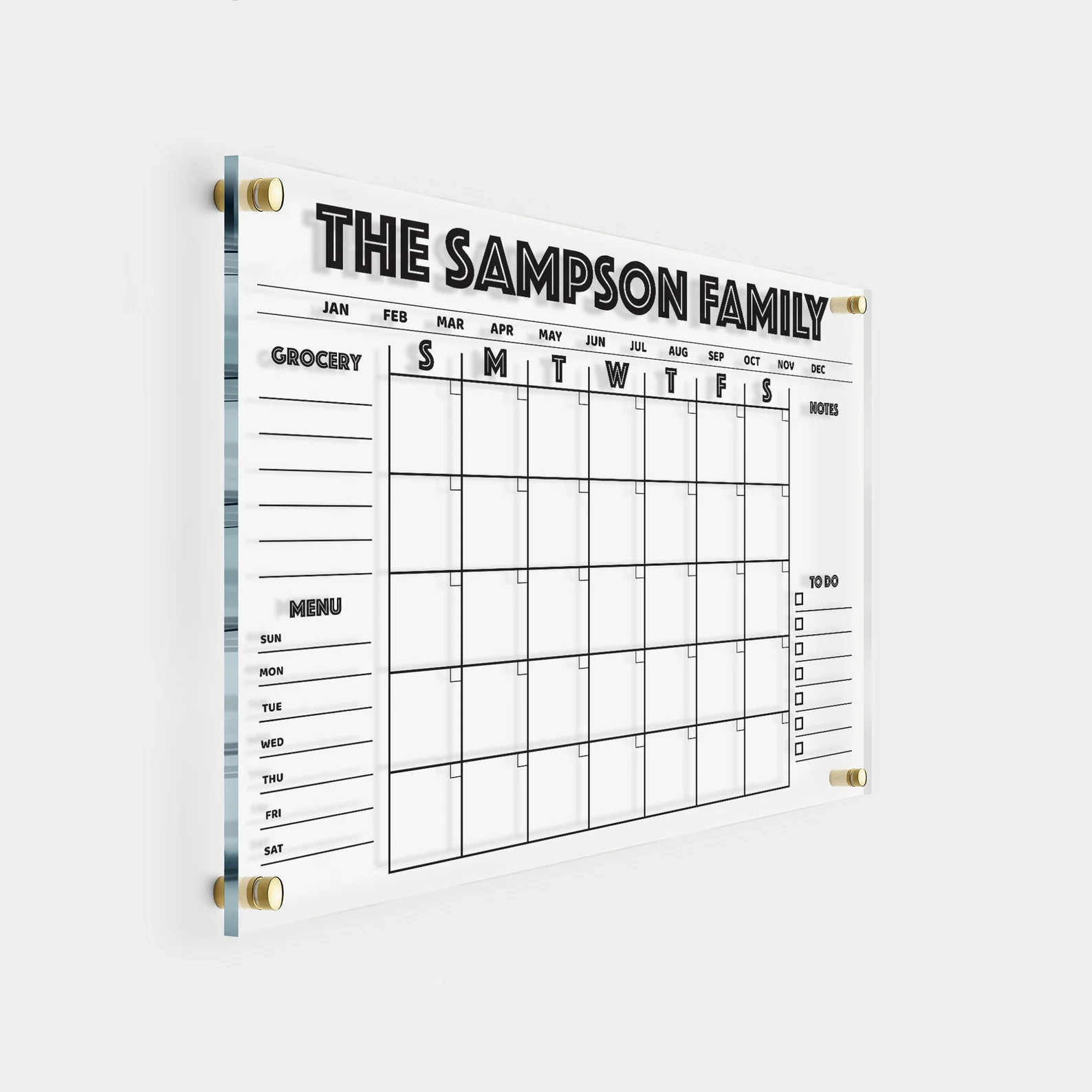 Perpetual Acrylic Calendar | Acrylic Dry Erase Writing Board | Custom Wall Calendar with Side Not... | Etsy (US)