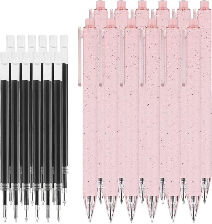 RIANCY Wheat-Straw Patterns Retractable Gel Pens Fine Points, 0.5 mm 12 Refills,12-Pack, Black In... | Amazon (US)