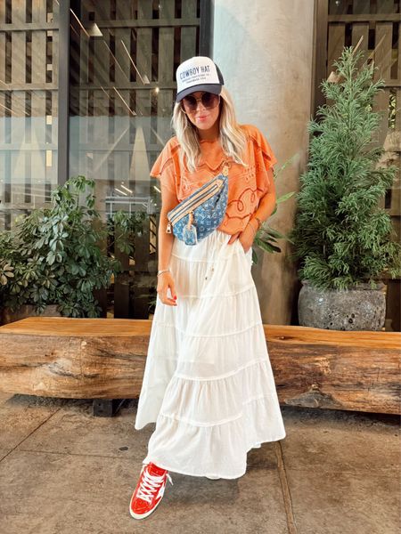 Nashville day look! Skirt I sized up one but wish I didn’t, it fits TTS. More color options! Selling out quick so I’m linking similar. 

Top, small.

Trucker hat. Maxi skirt. Summer outfit. Summer blouse. Hat. Sneakers. Nashville style. White skirt. 

#LTKSaleAlert #LTKFindsUnder100 #LTKStyleTip