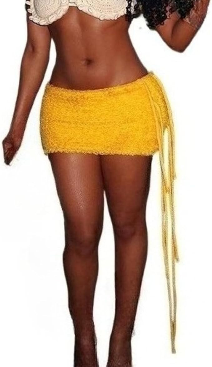 Fringe Skirt Flowy Knit Bodycon High Waist Wrap Pencil Stretchy Sexy Mini Trendy Streetwear Fall ... | Amazon (US)