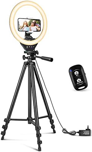 10'' Ring Light with 50'' Extendable Tripod Stand, Sensyne LED Circle Lights with Phone Holder fo... | Amazon (US)