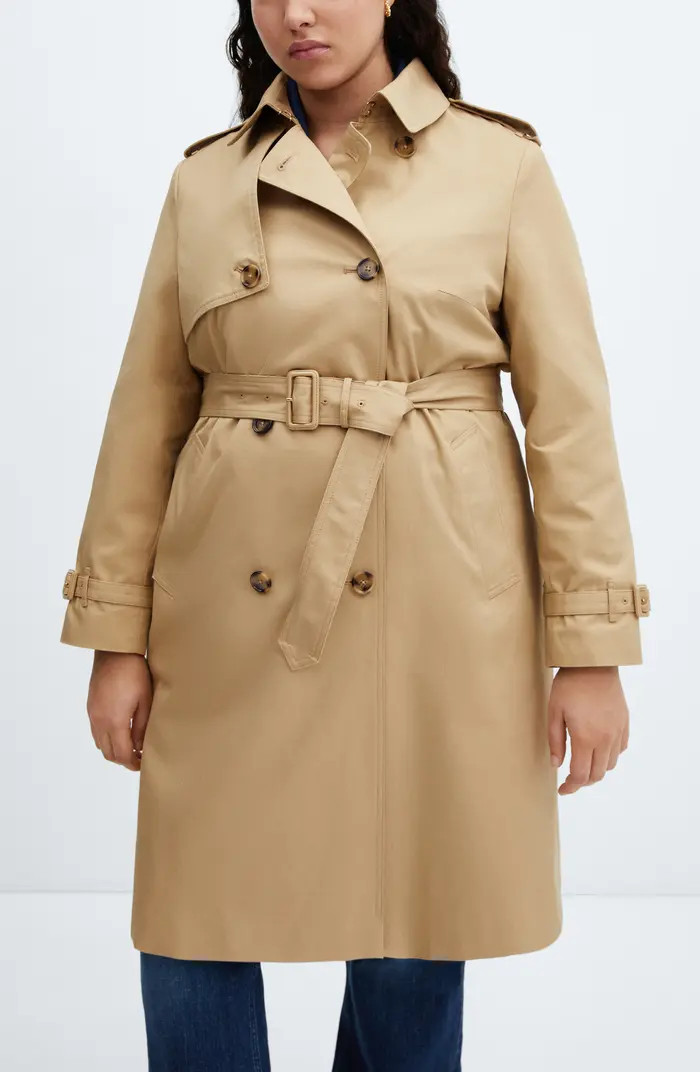 MANGO Classic Double Breasted Water Repellent Cotton Trench Coat | Nordstrom | Nordstrom