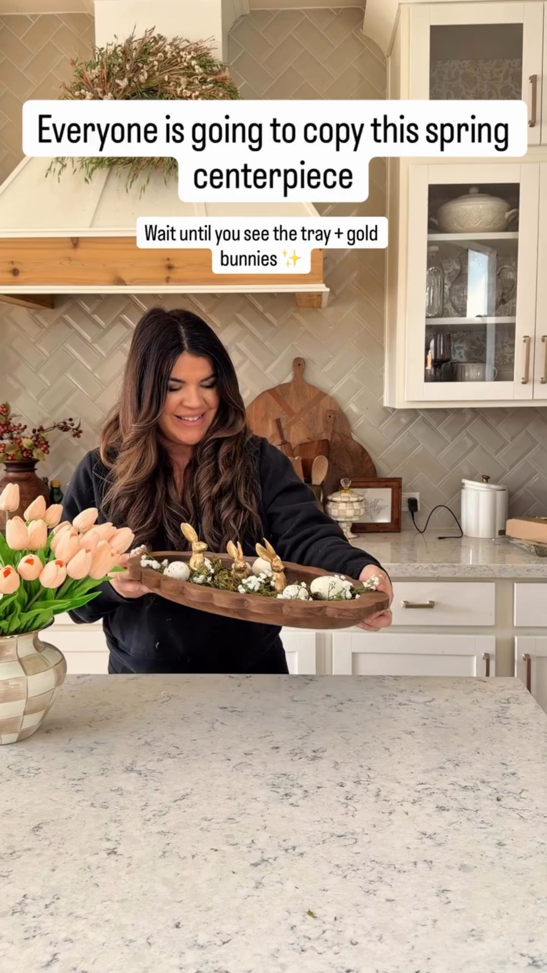 Comment Spring for links!! Everyone is going to copy this spring centerpiece 🐰🌸
I wanted something soft, neutral, and timeless for Easter — and this combo turned out even better than I imagined.

The antique-style scalloped wooden tray is the star of this DIY (and it’s currently on sale 👀), and adding the gold bunnies instantly made it feel elevated instead of kitschy.

This is one of those pieces you can style all spring long — swap the eggs, keep the tray, reuse everything 🤍
I’m linking everything before it sells out again.

💾 Save this for spring decorating