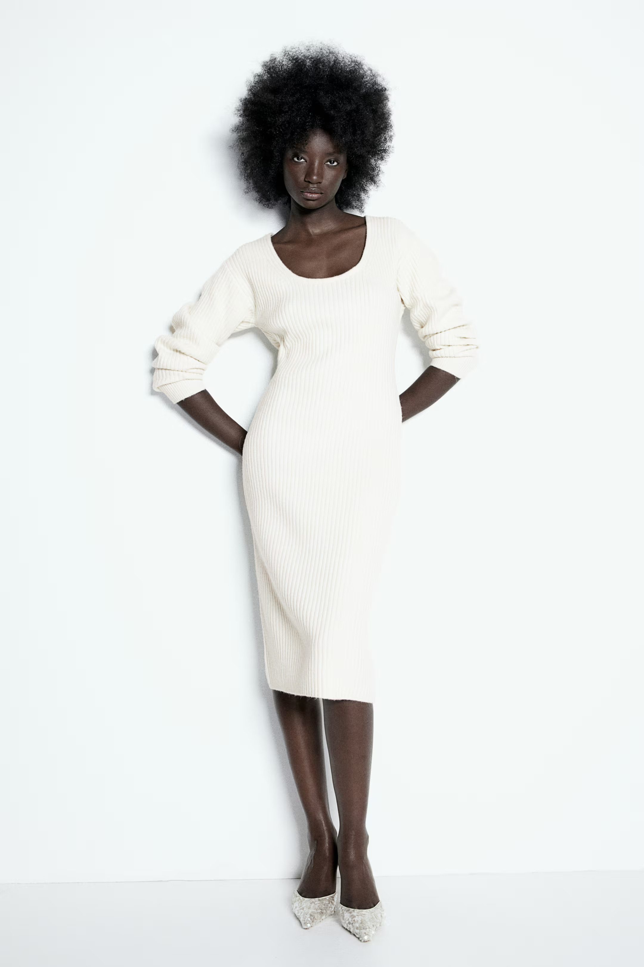 Scoop-Neck Rib-Knit Dress | H&M (US + CA)