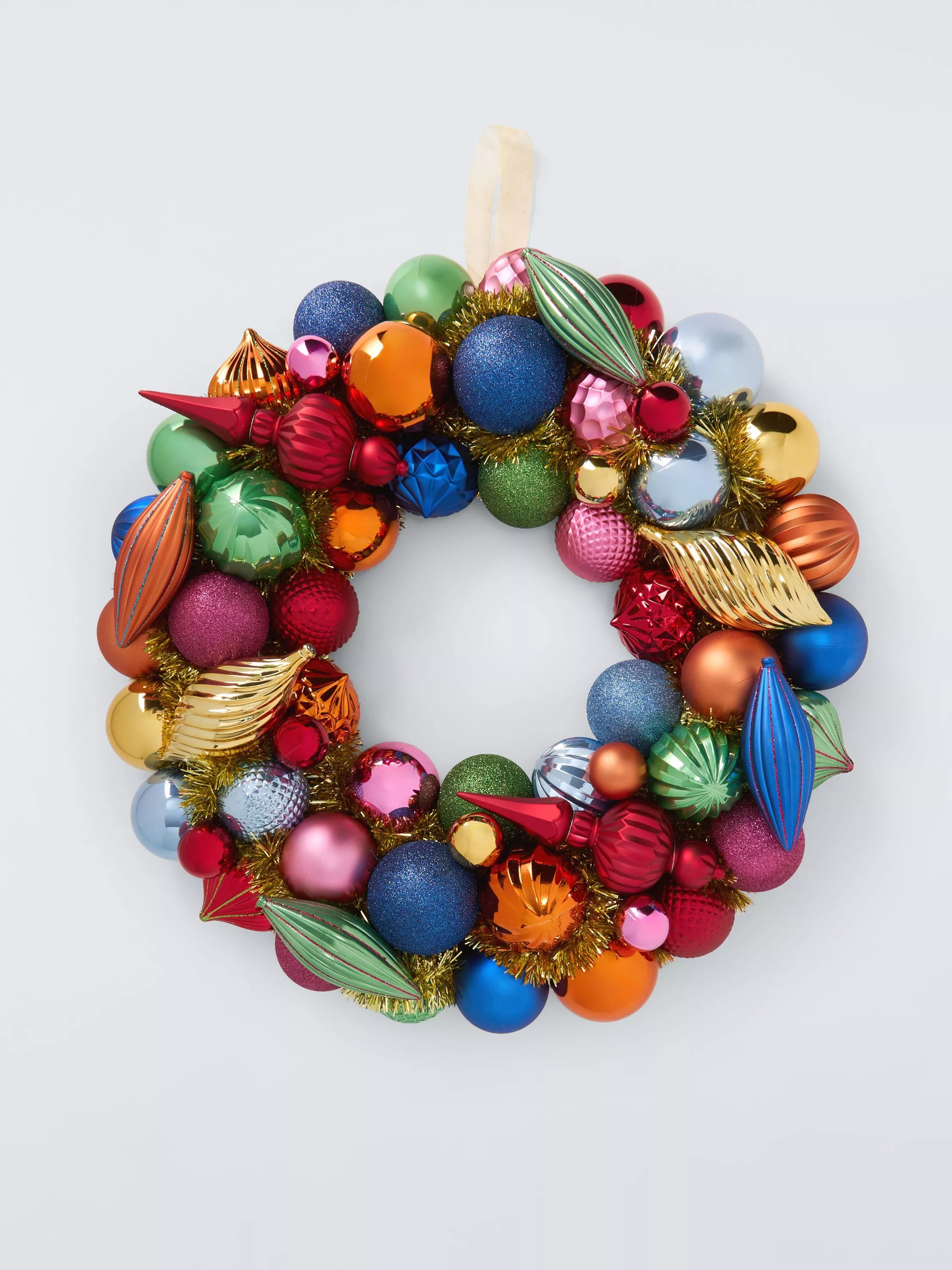 Tinsel and Bauble Wreath, Multi, Dia.57cm | John Lewis (UK)