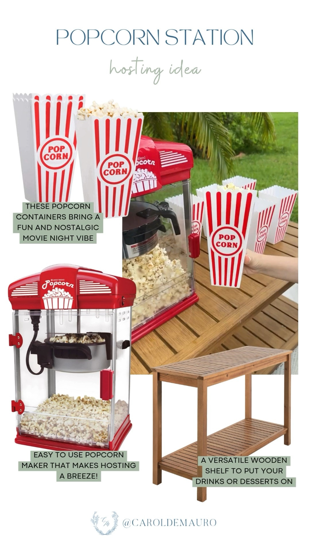 A popcorn station at your next gathering is the hosting detail nobody expects but absolutely everyone loves.

party setup, outdoor entertaining, hosting inspo, summer party, backyard party, finger food, movie night

#LTKHome