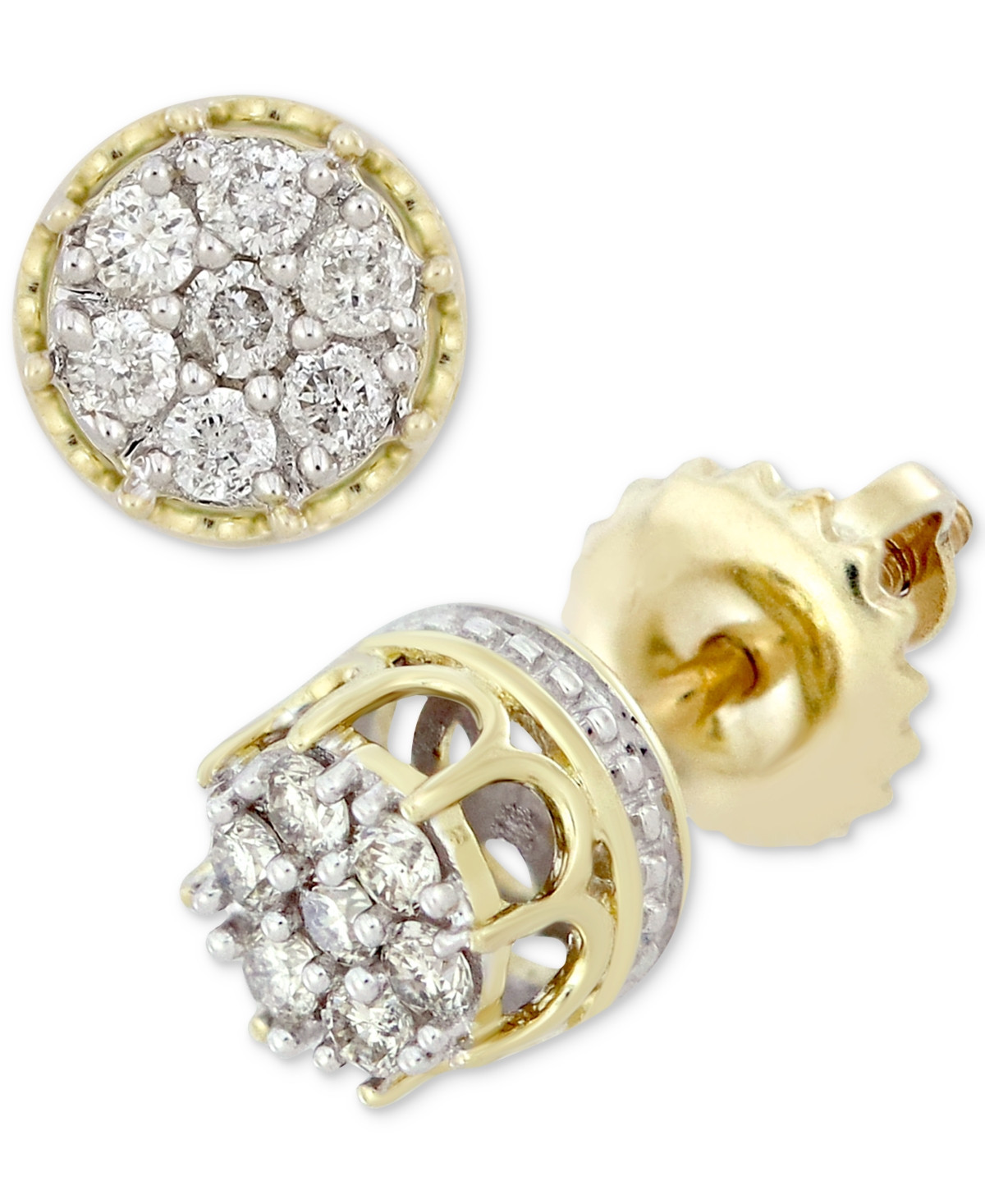 Men's Diamond Cluster Stud Earrings (1/6 ct. t.w.) in 10k Gold - Gold | Macy's