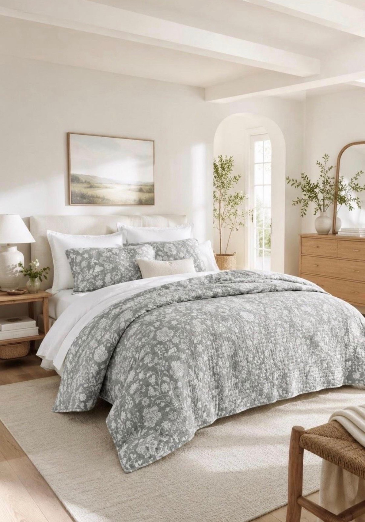 Gorgeous Reversible bedding on sale for $43.99! ✨ love this set for summer!

Paired with a beautiful clean, classic bedroom aesthetic!

Bedroom sale, bedding sale, layered bedding, coastal bedroom