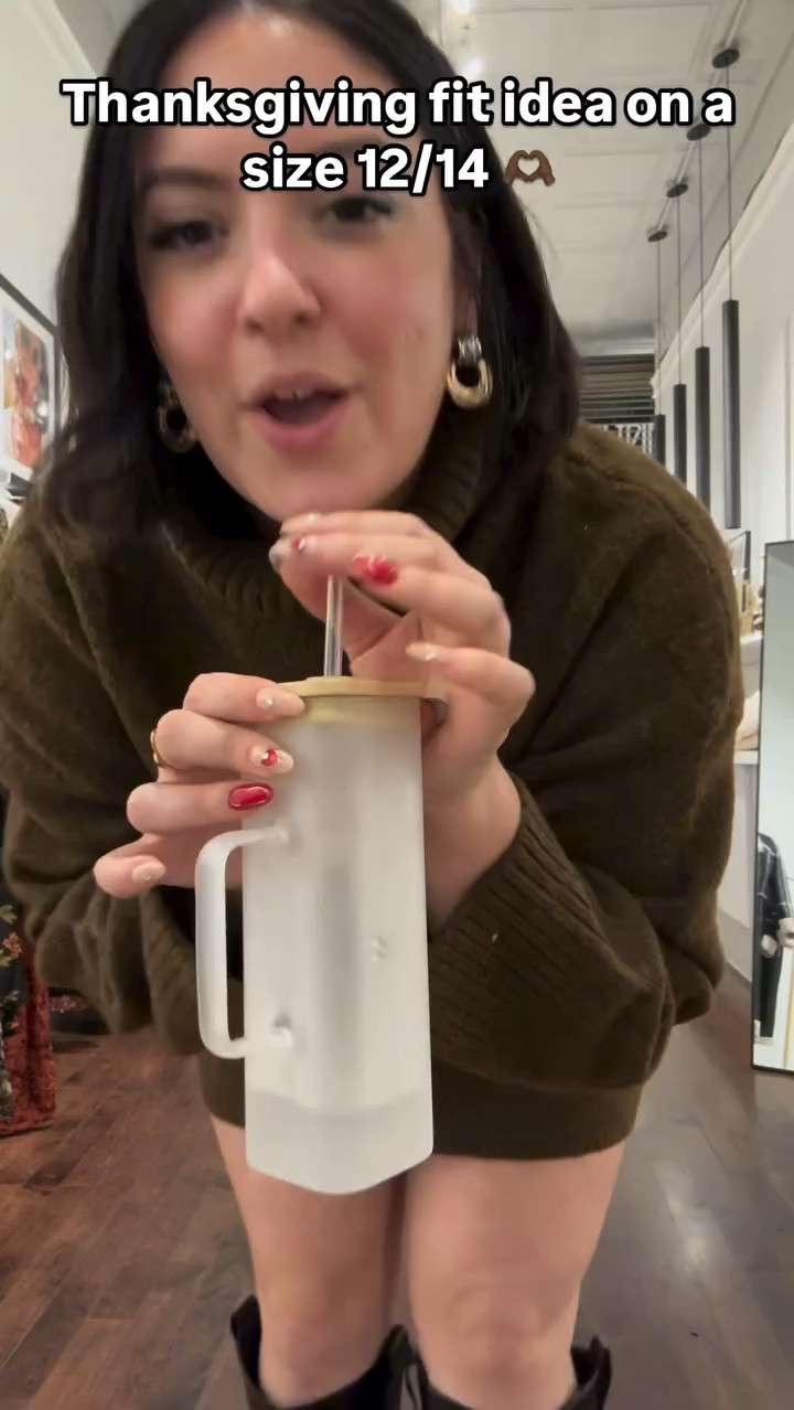 I’m actually going out to dinner for the first time ever on Thanksgiving so I can’t wear my normal leggings and sweater combo 😅 What do we think? I’m thinking of adding tights too!