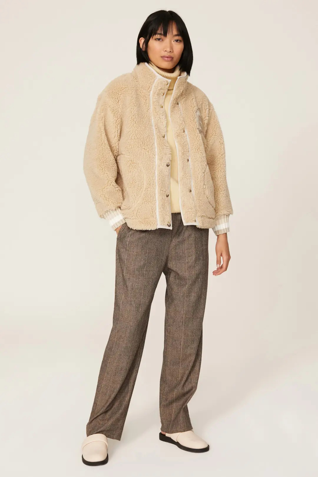 Tommy Hilfiger Faux Shearling Logo Jacket Cream | Rent the Runway
