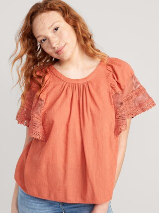 Crochet Flutter-Sleeve Swing Top for Women | Old Navy (US)