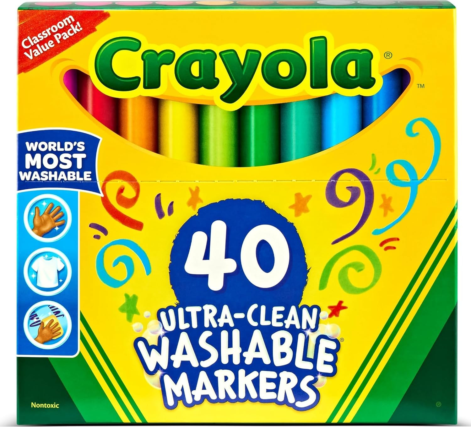 Crayola Ultra Clean Washable Markers (40 Count), Coloring Markers for Kids, Art Supplies, Marker Set, Gifts for Kids, 3, 4, 5 | Amazon (US)