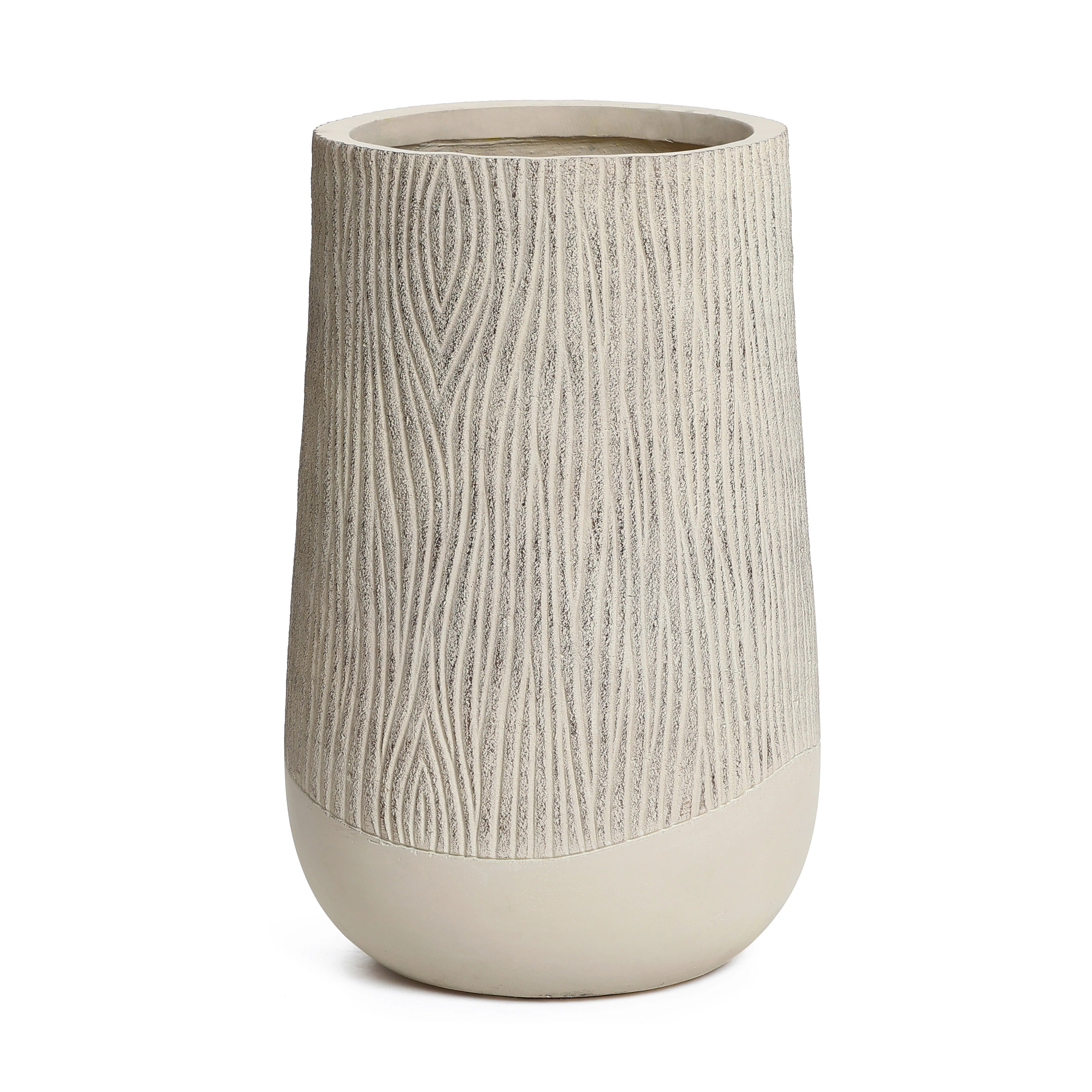 Blended Tan with Wood Pattern Round Tapered Tall MgO Planter, Indoor and Outdoor | Wayfair North America