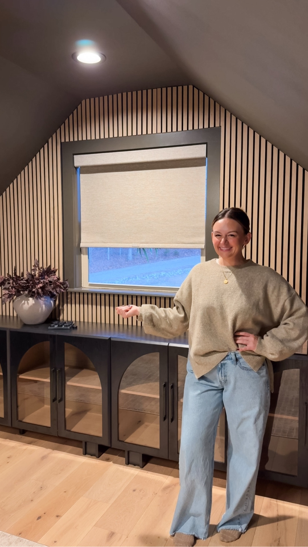 Part 1 of my bonus room renovation is coming along! We added an acoustic slat wall and double storage credenzas — all from @wayfair ✨ Now I just need to decorate! Stay tuned for the full reveal later this week. 

Grab my gorgeous 63” arched buffet cabinets now during Wayfair’s End of Year Clearance sale — get big savings, including up to 60% off and fast shipping! #ad #WayfairPartner #Wayfair #liketkit @shop.ltk 

#LTKHome