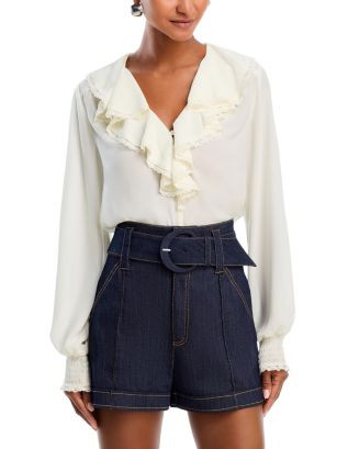 AQUA Ruffled Blouse - Exclusive  | Bloomingdale's Women | Bloomingdale's (US)