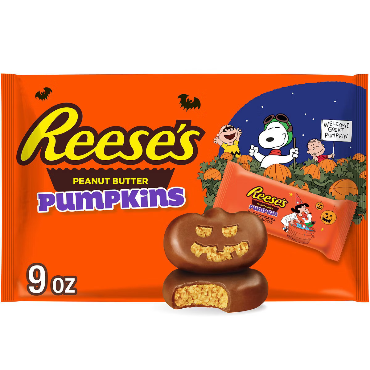 Reese's Peanut Butter Pumpkins Snoopy and Friends Halloween Chocolate Candy Snack Size - 9oz | Target