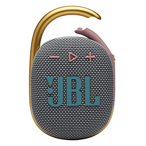 JBL Clip 4 - Portable Mini Bluetooth Speaker, big audio and punchy bass, integrated carabiner, IP67 waterproof and dustproof, 10 hours of playtime, speaker for home, outdoor and travel (Grey) | Amazon (US)
