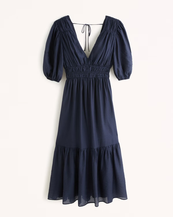 Floaty Plunge Midi Dress | Abercrombie & Fitch (US)