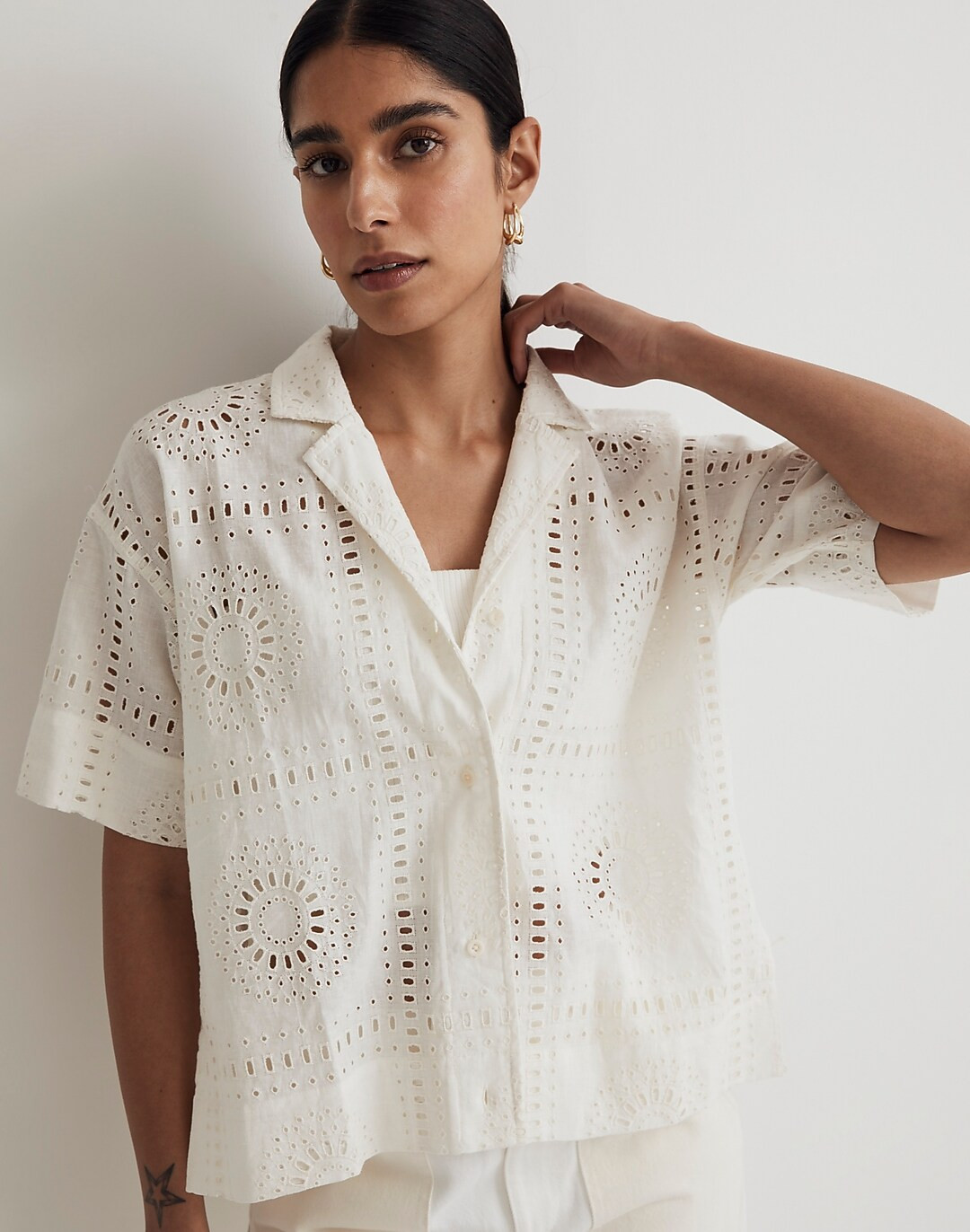Eyelet Button-Up Camp Shirt | Madewell