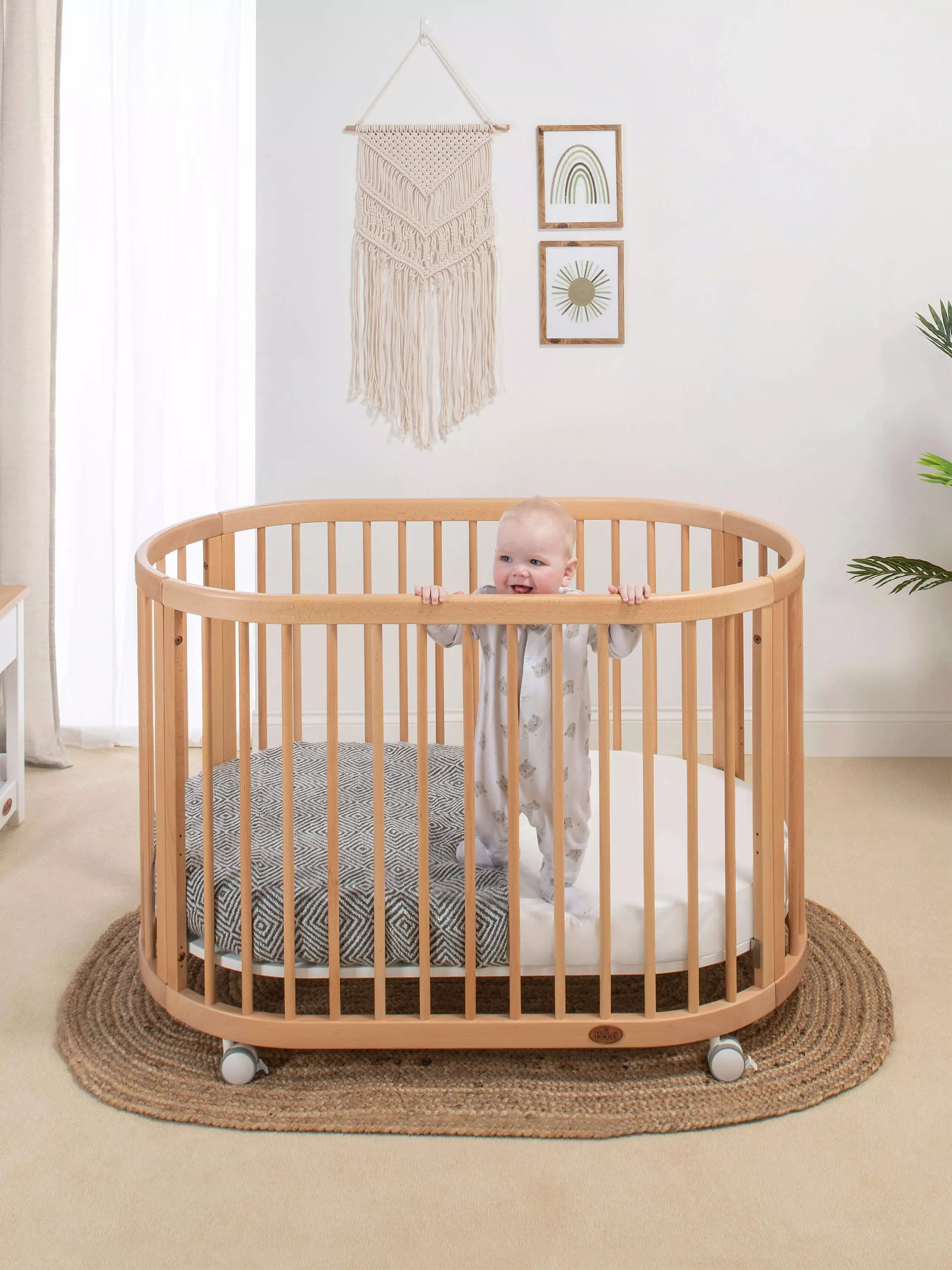 Boori Oasis Oval Cot with Mattress, Beech | John Lewis (UK)