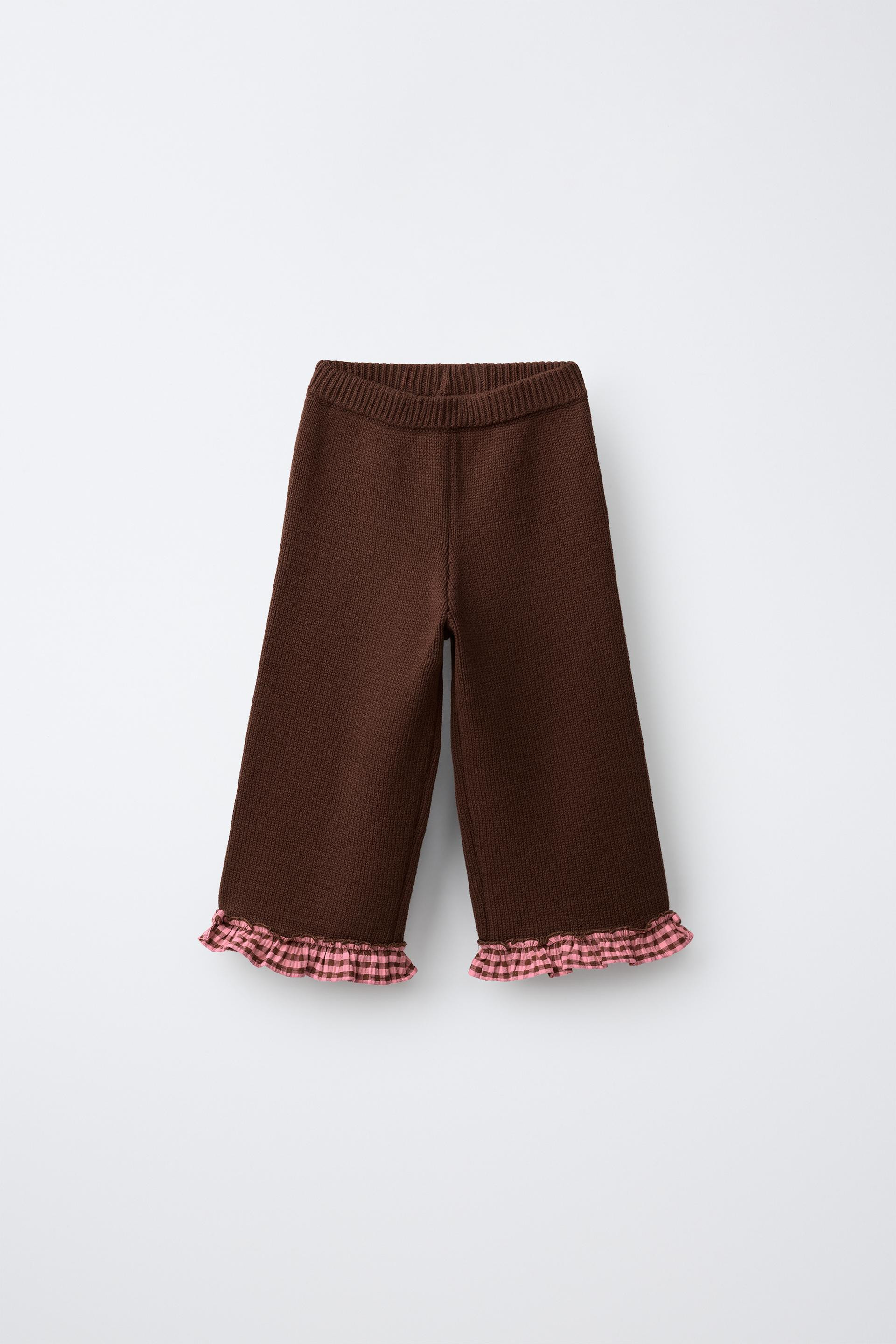 Zara - Gingham Check Knit Culottes - Chocolate - 4 Years (40,9 Inches) - Kids | Zara US