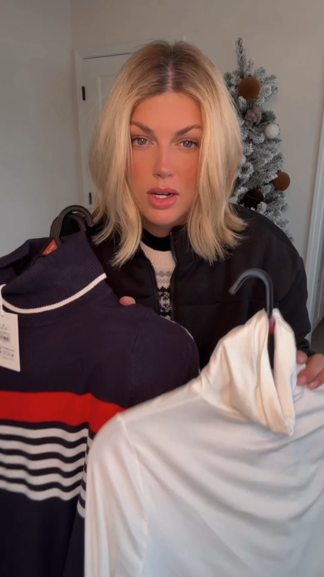 The CUTEST Walmart winter clothing haul. Everything I’m bringing on our ski trip and how I’m styling it ⛷️❄️

comment SHOP and I’ll send you everything! 

Size large in black and white sweater 
Size large in black coat 
Size medium in blue and red striped sweater 
Size small in blue and brown sweater 
Size medium top and small bottom in grey sweat set 
Size large in green vest 
Size small in fleece lined sweat pants 

#LTKootd #LTKHoliday #LTKFindsUnder50