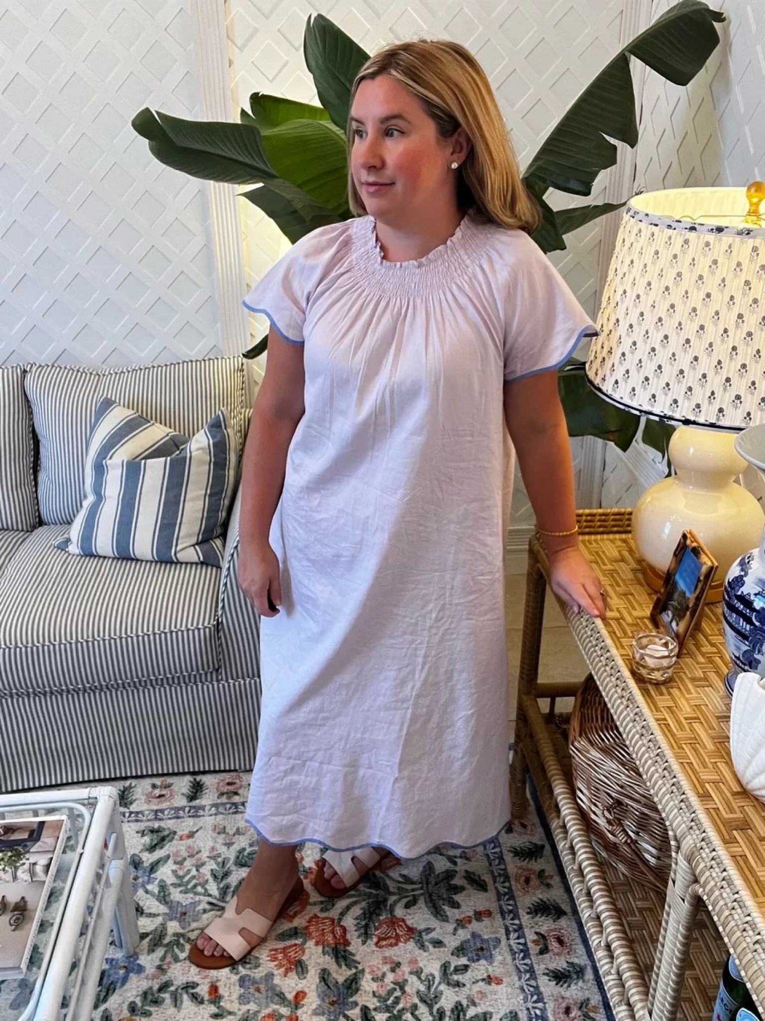 patio dresses Go Softly Dress Sz S Crinkle Rayon Turquoise Floral Tropical Mumu Comfy Pleating creates a flowy silhouette that flatters every body type 1950s Inspired Western Patio Dress,