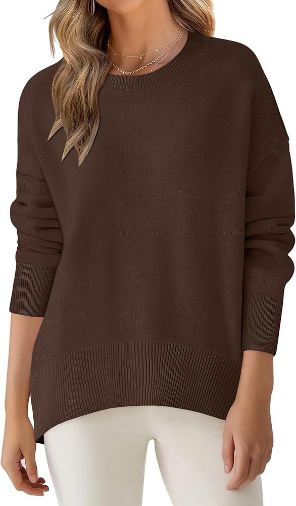 ANRABESS Sweaters for Women 2025 Fall Long Sleeve Casual Loose Fit Knitted High Low Hem Basic Pul... | Amazon (US)