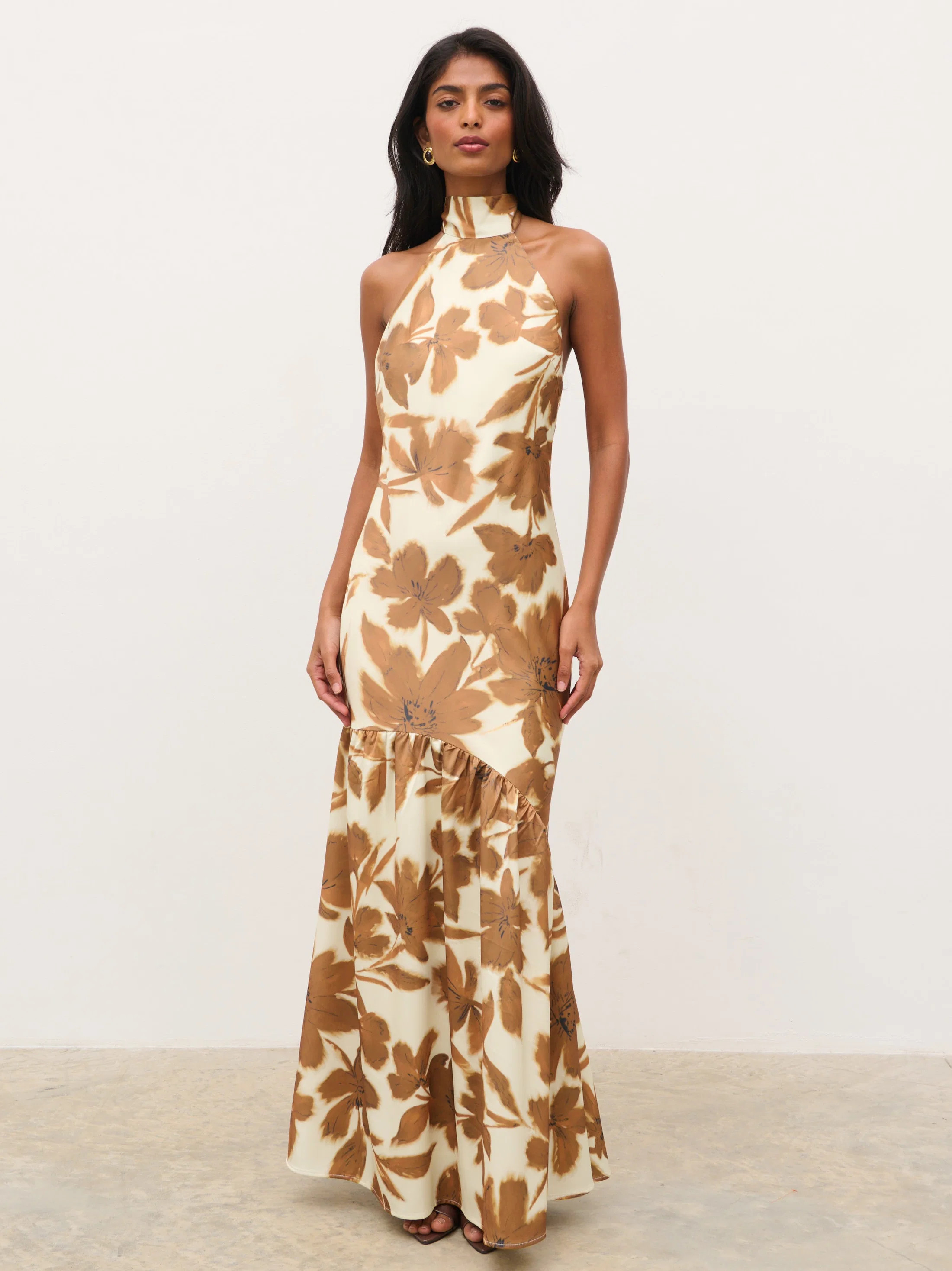 Avery High Neck Backless Maxi Dress - Autumn Petal | Pretty Lavish (UK)