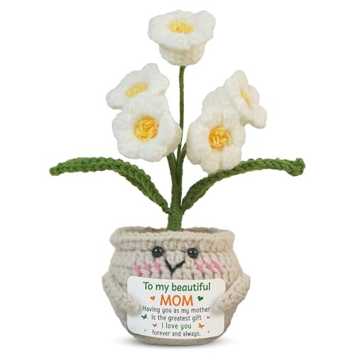 OASSIE Gifts for Mom from Daughter Son - Positive Crochet Lily Flower with Card - I Love You Mothers Day Birthday Gifts for Mother Mama Mother in Law, Emotional Support Crochet | Amazon (US)