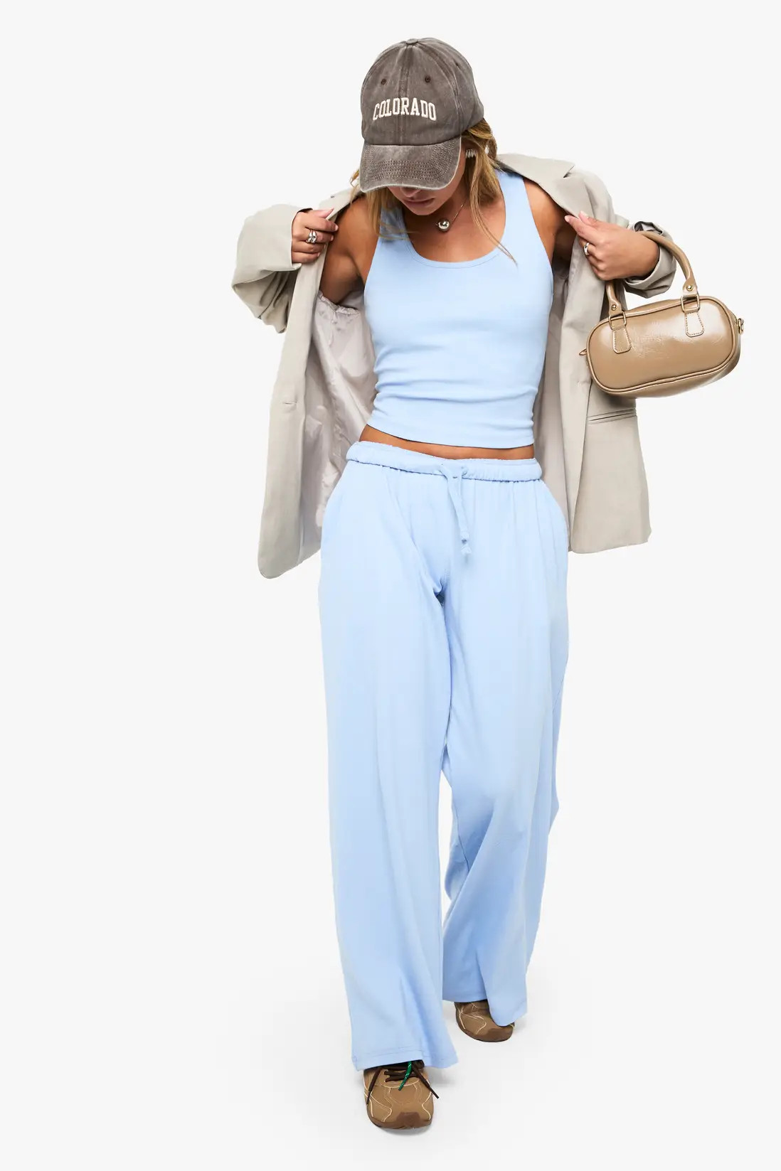 Baby Blue BOOHOO BASICS RIB SCOOP NECK RACER BACK VEST TOP | Boohoo | Boohoo.com (UK & IE)